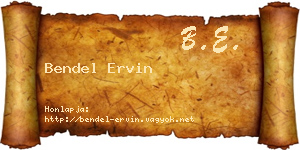 Bendel Ervin névjegykártya